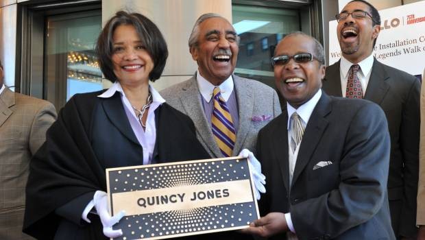 Jonelle Procope and Billy Mitchell with U.S. Congressman Charles Rangel and Curtis Archer of the Harlem Community Development Corp